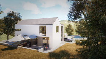 Vizualizace stavby na pozemku - Prodej pozemku 1138 m², Loket