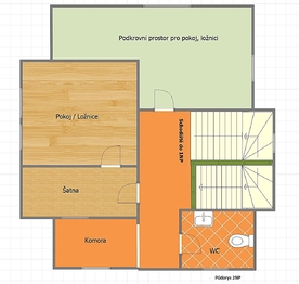 2NP - půdorys - Prodej domu 272 m², Praha 9 - Hloubětín