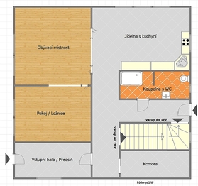 1NP - půdorys - Prodej domu 272 m², Praha 9 - Hloubětín