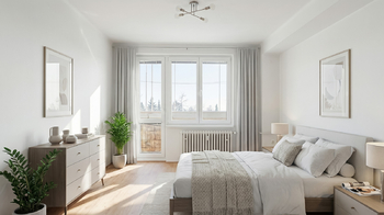 vizualizace ložnice - Prodej bytu 2+1 v osobním vlastnictví 71 m², Praha 8 - Troja