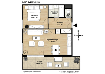 Prodej bytu 2+kk v osobním vlastnictví 63 m², Klecany