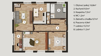 Prodej bytu 3+1 v osobním vlastnictví 74 m², Jeseník nad Odrou