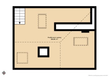 2D půdorys horní patro - Prodej bytu 3+kk v osobním vlastnictví 110 m², Praha 10 - Vršovice
