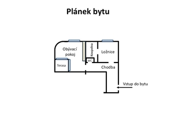 Plánek bytu - Pronájem bytu 2+kk v osobním vlastnictví 62 m², Praha 5 - Radlice