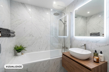 Vizualizace koupelny - Prodej bytu 2+1 v družstevním vlastnictví 59 m², Praha 10 - Malešice