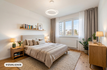 Vizualizace ložnice - Prodej bytu 2+1 v družstevním vlastnictví 59 m², Praha 10 - Malešice