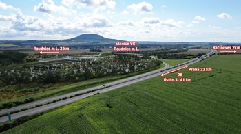 Plánovaný terminál VRT a nájezd na D8 - Prodej pozemku 1914 m², Račiněves
