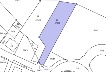 Vyznačení z katastru nemovitostí - Prodej pozemku 1108 m², Jílové