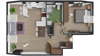 Půdorys bytu - Prodej bytu 2+kk v osobním vlastnictví 59 m², Plzeň