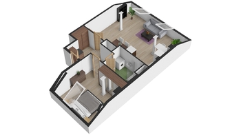 Půdorys bytu - Prodej bytu 2+kk v osobním vlastnictví 59 m², Plzeň