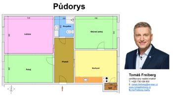 Půdorys - Pronájem bytu 3+1 v osobním vlastnictví 73 m², Písek