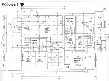 půdorys přízemí - Prodej nájemního domu 792 m², Sobotín