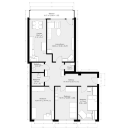 2D půdorys - Prodej bytu 4+1 v osobním vlastnictví 96 m², Praha 9 - Vinoř