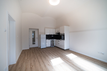 Obývací pokoj s kuchyňským koutem - Pronájem bytu 2+kk v osobním vlastnictví 44 m², Praha 8 - Libeň