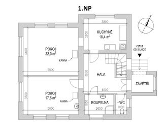 Půdorys přízemí - Prodej domu 190 m², Zlatá Olešnice
