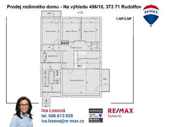 orientační půdorys 1NP a 2.NP - Prodej domu 280 m², Rudolfov