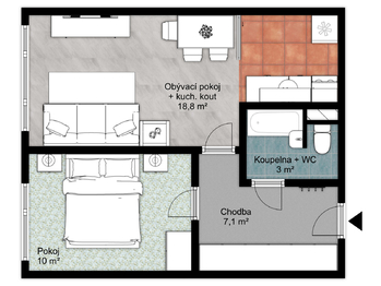 Prodej bytu 2+kk v osobním vlastnictví 40 m², Praha 9 - Střížkov
