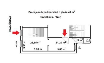 Pronájem kancelářských prostor 48 m², Plzeň