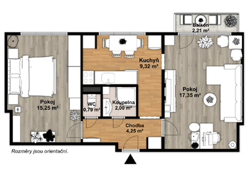 Prodej bytu 2+1 v osobním vlastnictví 54 m², Praha 9 - Letňany