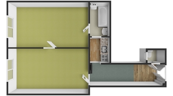 půdorys - Pronájem bytu 2+1 v osobním vlastnictví 57 m², Plzeň