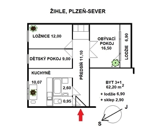 Prodej bytu 3+1 v osobním vlastnictví 62 m², Žihle