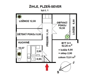 Prodej bytu 3+1 v osobním vlastnictví 62 m², Žihle