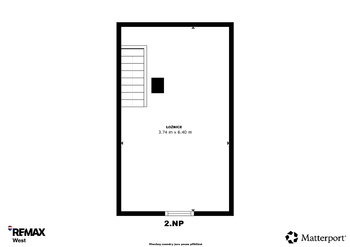 Půdorys podkroví - Prodej chaty / chalupy 54 m², Nejdek