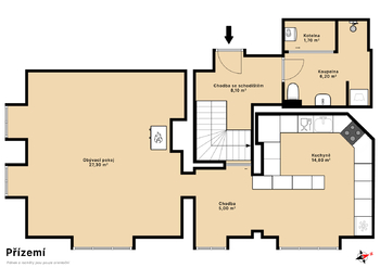 Půdorys přízemí - Prodej domu 127 m², Mnichovo Hradiště