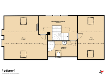 Půdorys podkroví - Prodej domu 127 m², Mnichovo Hradiště