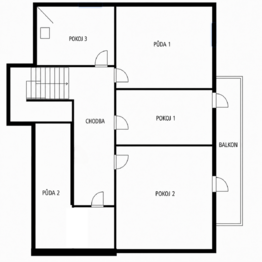 Půdorys podkroví - Prodej domu 135 m², Kostice