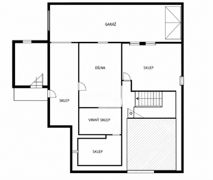 Půdorys sklep - Prodej domu 135 m², Kostice