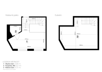 Suterén- 2D půdorys - Prodej bytu 3+kk v osobním vlastnictví 88 m², Praha 1 - Nové Město