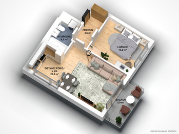 Prodej bytu 2+kk v osobním vlastnictví 55 m², Praha 9 - Letňany