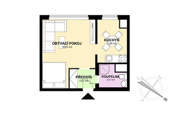 Prodej bytu 1+1 v osobním vlastnictví 32 m², Praha 5 - Hlubočepy