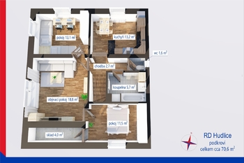půdorys 2.NP - Prodej domu 147 m², Hudlice