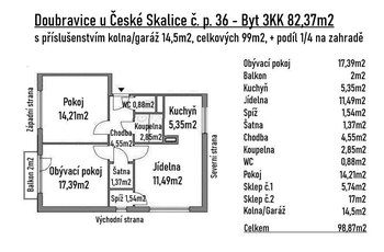 Prodej bytu 3+kk v osobním vlastnictví 82 m², Rychnovek