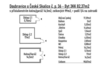 Prodej bytu 3+kk v osobním vlastnictví 82 m², Rychnovek