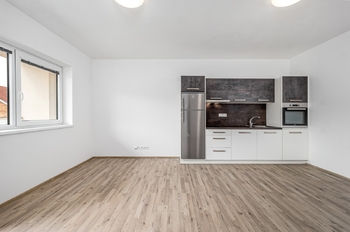 obývací pokoj s kuchyní - Prodej bytu 2+kk v osobním vlastnictví 50 m², České Budějovice