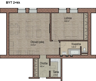 Prodej bytu 2+kk v osobním vlastnictví 67 m², Ostrava