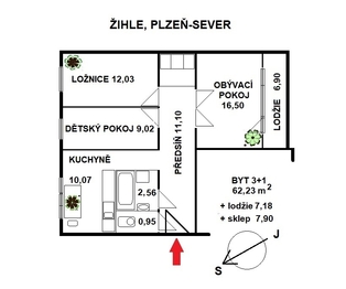 Prodej bytu 3+1 v osobním vlastnictví 62 m², Žihle