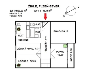 Prodej bytu 4+1 v osobním vlastnictví 83 m², Žihle
