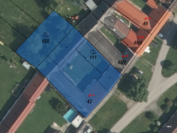 Katastrální mapa. - Prodej domu 455 m², Zálší