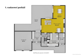 Plánek domu - přízemí - Prodej domu 260 m², Horoměřice