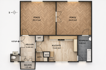 Pronájem bytu 2+1 v osobním vlastnictví 76 m², Brno