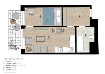 Prodej bytu 2+kk v osobním vlastnictví 37 m², Praha 5 - Třebonice