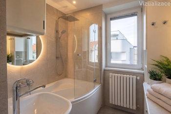 Koupelna vizualizace - Prodej bytu 3+1 v osobním vlastnictví 67 m², Kostelec nad Černými lesy