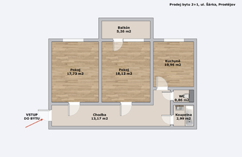 Prodej bytu 2+1 v družstevním vlastnictví 69 m², Prostějov