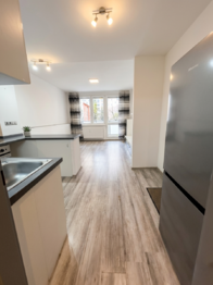 Obývací pokoj s kuchyňským koutem - Pronájem bytu 1+kk v družstevním vlastnictví 27 m², České Budějovice