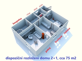 současná dispozice domku ... - Prodej domu 75 m², Habry