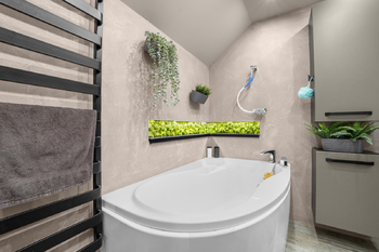 Nová koupelna v moderním stylu s prostornou vanou - Prodej chaty / chalupy 138 m², Hradištko